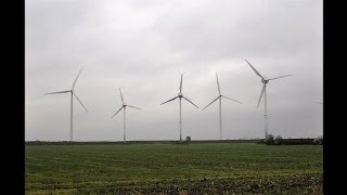 2007 Simonsberg wind farm near Husum with 11 Enercon E40 and 2 Vestas V80 wind turbines [upl. by Kahle940]