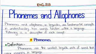 Phonemes and Allophones ENG203 linguistics 3rdsemester pu [upl. by Montfort157]