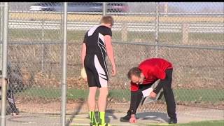 Portage high school athlete hits record discus throw in [upl. by Attennaj]