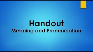 Handout Meaning and Example Sentences [upl. by Evot]