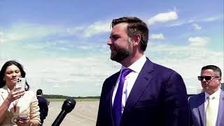 In an unusual move JD Vance approaches Air Force Two  REUTERS [upl. by Yelloh]