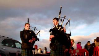 Scottish Pipers New Years Day Dook Broughty Ferry Harbour Dundee Scotland 2012 [upl. by Annauqahs]