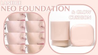 Neo Foundation Matte vs Neo Cushion Matte 25N LANEIGE 8hr Wear  MaskTransfer Test [upl. by Celinda]