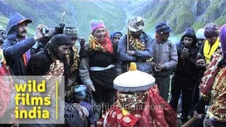 Pilgrims sing devotional songs during Nanda Devi Raj Jat Yatra  Uttarakhand [upl. by Lowenstein]