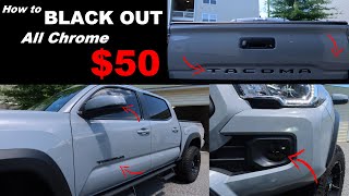 BLACKING OUT my 2020 Tacoma for 50 How to plasti Dip  Remove Badges  Tint Lights  Tailgate [upl. by Aramot]