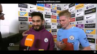 Reporter shares banter with De Bruyne and Gundogan with Hot Water Bottle [upl. by Herwig]