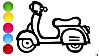 Electric Motorbike Scooter DrawingColouring Painting for Toddlers Kids How to Draw Scooter 🛵 [upl. by Amles]