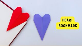 DIY Paper HEART Bookmark Paper Crafts For School  Origami Bookmark  Paper Craft  origami heart [upl. by Aleemaj]