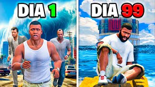 SOBREVIVÍ 100 DIAS a un TSUNAMI en GTA 5 [upl. by Yllehs]