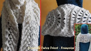 Tuto Tricot Rabattre les mailles pour assembler sans couture 2 pièces de tricot  Echarpe ajourée [upl. by Bohman251]