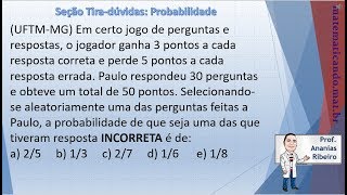 Resolução questão UFTM  MG  Probabilidade 07 [upl. by Bucky]