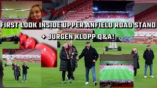 FIRST LOOK INSIDE NEW UPPER ANFIELD ROAD STAND EXPANSION  Jurgen Klopp QampA Interview [upl. by Annoynek680]