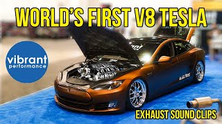 We Brought a Tesla to SEMA its LS Swapped though Rich Rebuilds V8 Tesla [upl. by Eaver829]