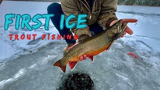 We Found FIRST ICE THIN  Ice Fishing GIANT Ontario Trout [upl. by Suzy]