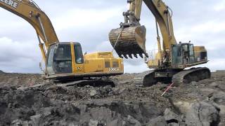 The Broken Excavator Saga  John Deere 330C L Stuck in a Pond [upl. by Uela274]