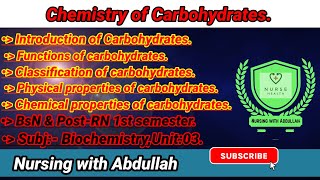 Chemistry of carbohydrates in urdu hindiBsnpostRn 1st semester Unit 3 Biochemistry [upl. by Delores]