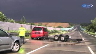 PKW Anhänger überschlagen auf der BAB 4 bei Crimmitschau Sachsen 15072012 [upl. by Madian]