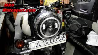 V761 Daymaker Projector Headlight Royal Enfield Bullet by mxsmotosport [upl. by Radbun]