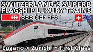 SWITZERLANDS FLAGSHIP LUXURY TRAINS  SBB STADLER RABe 501 GIRUNO FIRST CLASS FROM LUGANO TO ZURICH [upl. by Nawad886]