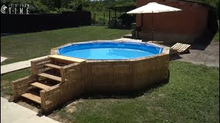 cheap SWIMMING POOL made of PALLETS [upl. by Assirralc]