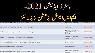 Masters Admission 2021  MS MPhil Admission deadlines of All Universities [upl. by Anilok]