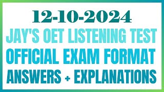 OET LISTENING TEST 12102024 oet oetexam oetnursing oetlisteningtest [upl. by Zug684]