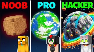 Minecraft NOOB vs PRO vs HACKER 🌎🤯 PLANETA de MIKECRACK vs INVICTOR vs ACENIX [upl. by Anilehcim]