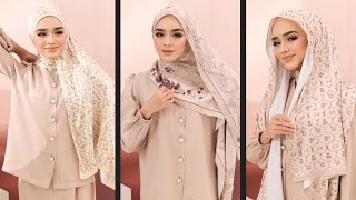 10 RAYA SHAWL TUTORIAL – CARA PAKAI TUDUNG SHAWL DENGAN GAYA MUDAH DIPAKAI – QotrunNada [upl. by Pul828]