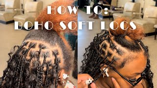 HOW TO Boho Soft Locs Knotless Soft Locs w Synthetic Curls Easy Distressed Boho Locs Loc Styles [upl. by Larena]