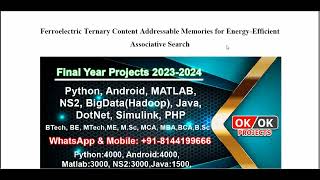 Ferroelectric Ternary Content Addressable Memories for Energy Efficient Associative Search [upl. by Daegal539]