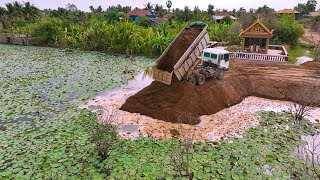 Amazing First Starting Project Again Unloading Building Road Expertly Mini Komatsu Dozer With Dumper [upl. by Iglesias]