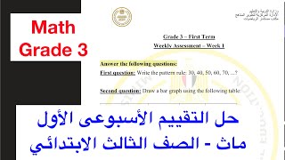 حل التقييم الأسبوعى الأول ماث الصف الثالث الابتدائي  Math Grade 3 [upl. by Toille432]