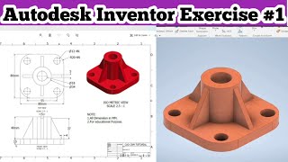 Autodesk Inventor Tutorial Exercise 1  Autodesk Inventor For Beginners [upl. by Perrine]