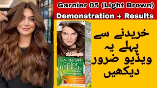 Garnier 5 no hair color  Garnier light brown color  Garnier hair color  Hair color demonstration [upl. by Erbua]