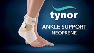 How to wear Tynor Ankle Support Neoprene for support and compression to weak or injured ankle [upl. by Eustis]