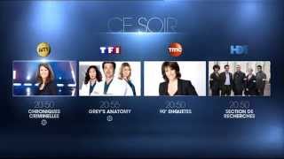 chroniques criminelle NT1  greys anatomy TF1  90 enquetes TMC  section de recherche HD1 ce soir [upl. by Baudin]