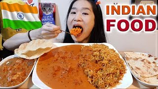 INDIAN FOOD FEAST Butter Chicken Biryani Rice Matar Paneer amp Naan  Mukbang w Asmr Eating Sounds [upl. by Ammamaria]