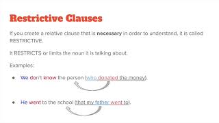 Restrictive and Nonrestrictive Clauses [upl. by Ailefo745]