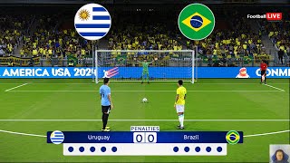 Uruguay vs Brazil  Penalty Shootout  Copa America 2024  Quarter Final  Vinicius vs Nunez  PES [upl. by Vinna56]