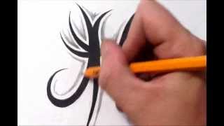 Pisces Tattoos  How To Draw a Simple Tribal star Sign [upl. by Hnahc74]