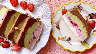 Cassata ice cream with pistachio cream chocolate cream  and berry sauce  No food color [upl. by Sellma]