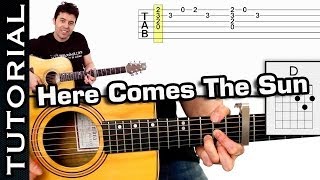 Como tocar Here Comes The Sun de THE BEATLES en guitarra FACIL Tutorial completo [upl. by Lamaaj]