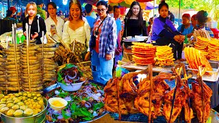 Popular Cambodian street food at Oudong Resort Local Plenty delicious food palm cake frogchicken [upl. by Nosloc]