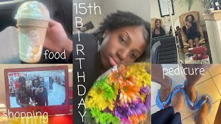 15th Birthday Vlog Pt 1 Brows Toes Shopping Etc [upl. by Loram]