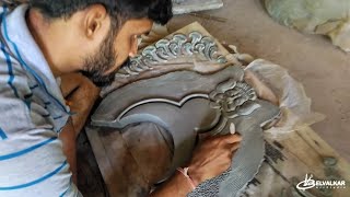 PRABHAVAL and CHAKRA making EASY Clay modeling sculpture process LALBAGHCHA RAJA लालबागचा राजा [upl. by Inohtna]