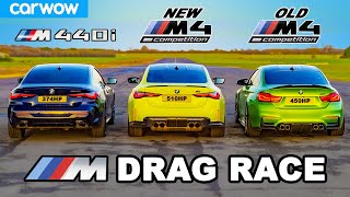 New BMW M4 v Old M4 v M440i  DRAG RACE [upl. by Wagoner161]