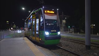 Poland Elbląg tram 4 night ride from Główny to Grunwaldzka [upl. by Yelknirb]