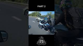 Pt 2 CAR ON FIRE 🔥  CRAZY KAREN motorcycle sportbike fyp motovlog [upl. by Ordisy]