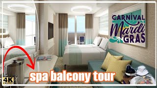 Carnival Mardi Gras Spa Balcony Tour amp Review [upl. by Ainival]