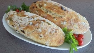 NoKnead Mediterranean Olive Bread Easy No Mixer No Yeast Proofing [upl. by Burne]